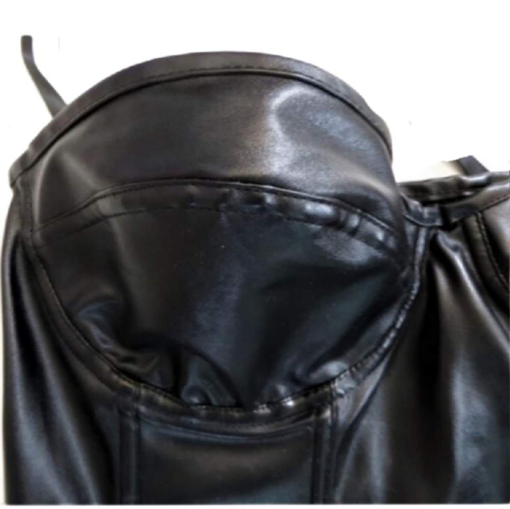 Sexy Black faux leather boned corset lacing bustier corset plus 2XL NWOT - Picture 7 of 16